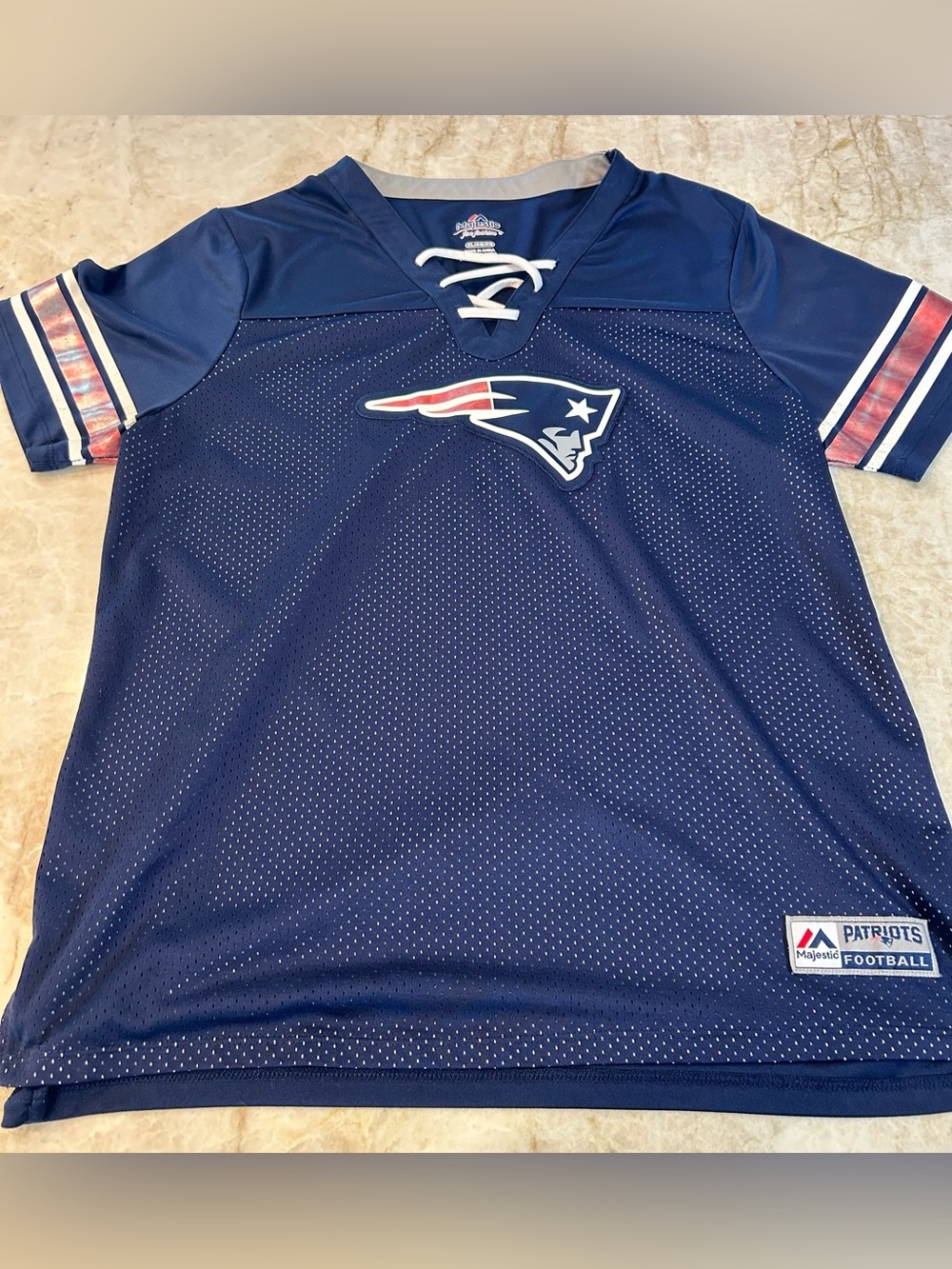 New England Patriots Majestic NFL Women’s Jersey Shirt Navy Blue XL